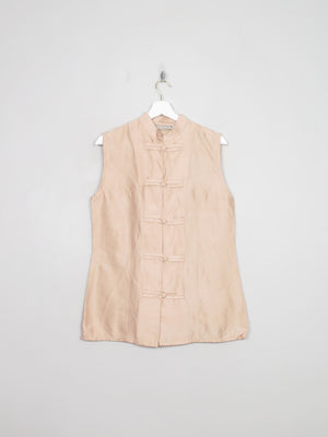 Women's Vintage Peach Silk Blouse Waist Coat M