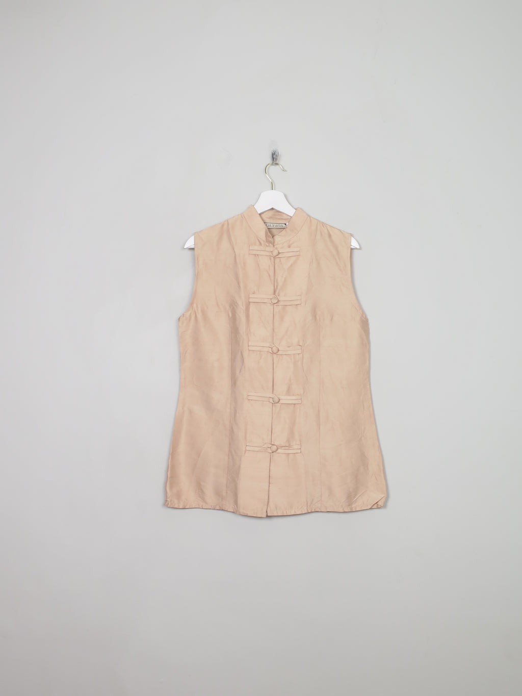 Women's Vintage Peach Silk Blouse Waist Coat M