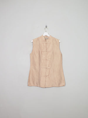 Women's Vintage Peach Silk Blouse Waist Coat M