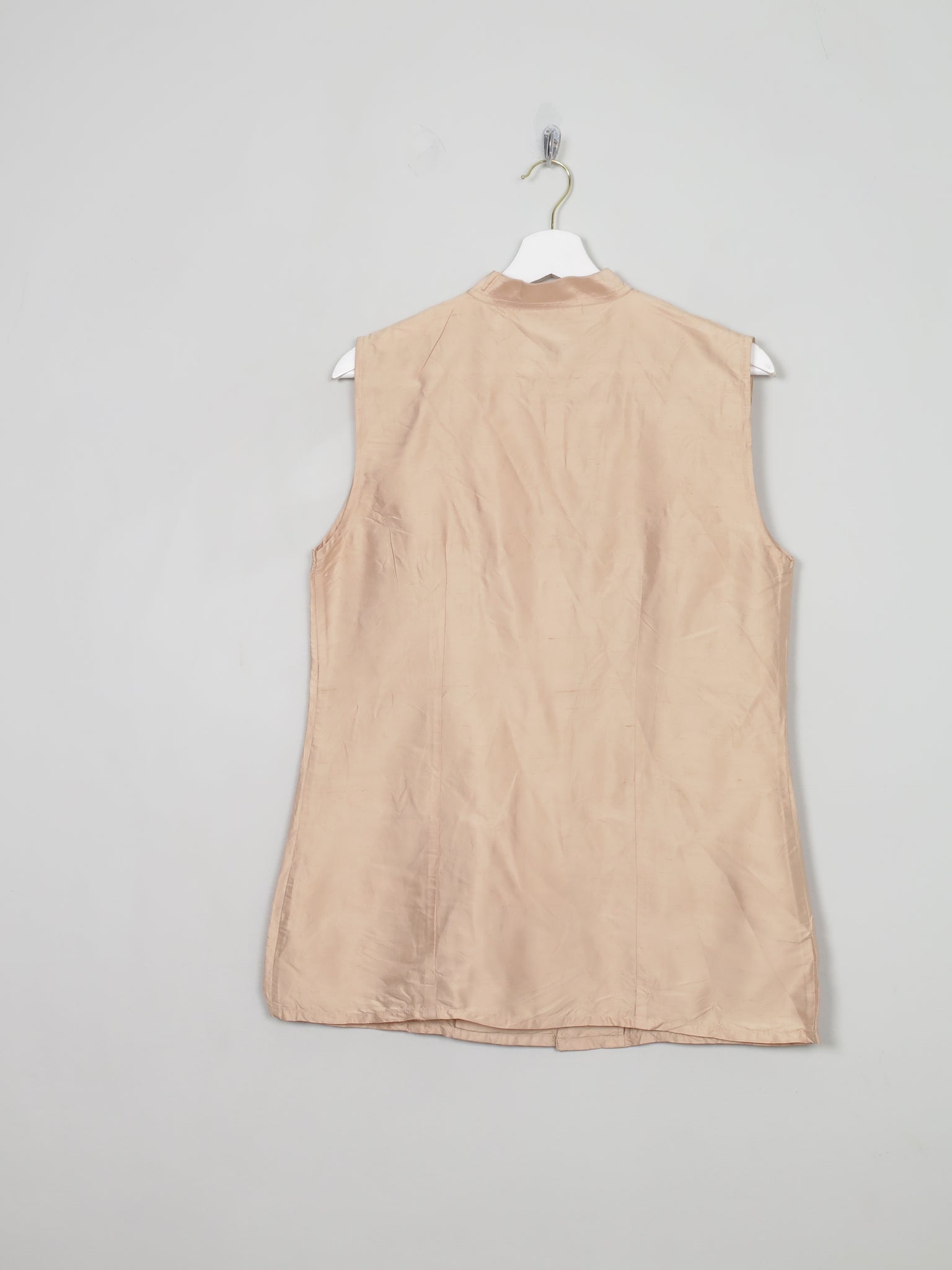 Women's Vintage Peach Silk Blouse Waist Coat M