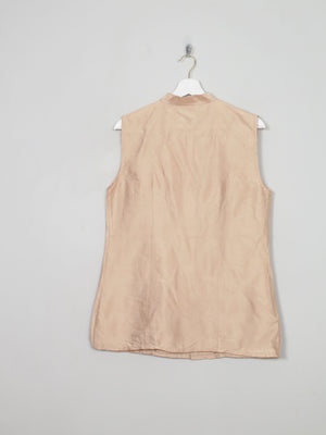 Women's Vintage Peach Silk Blouse Waist Coat M
