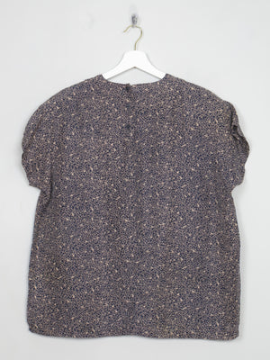 Vintage Navy Printed Silk Top  L