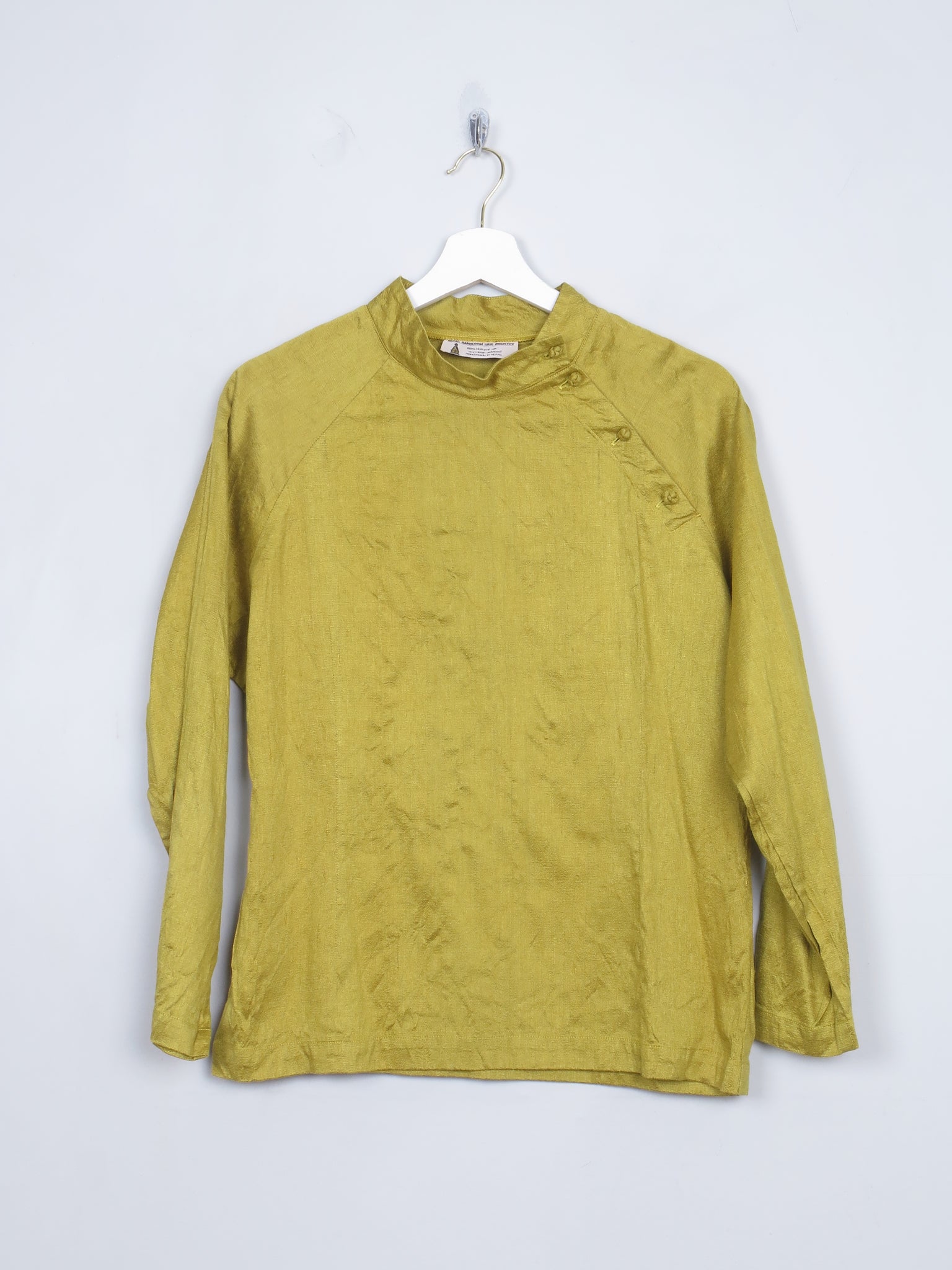 Vintage Oriental and  Mustard Green Silk Top M