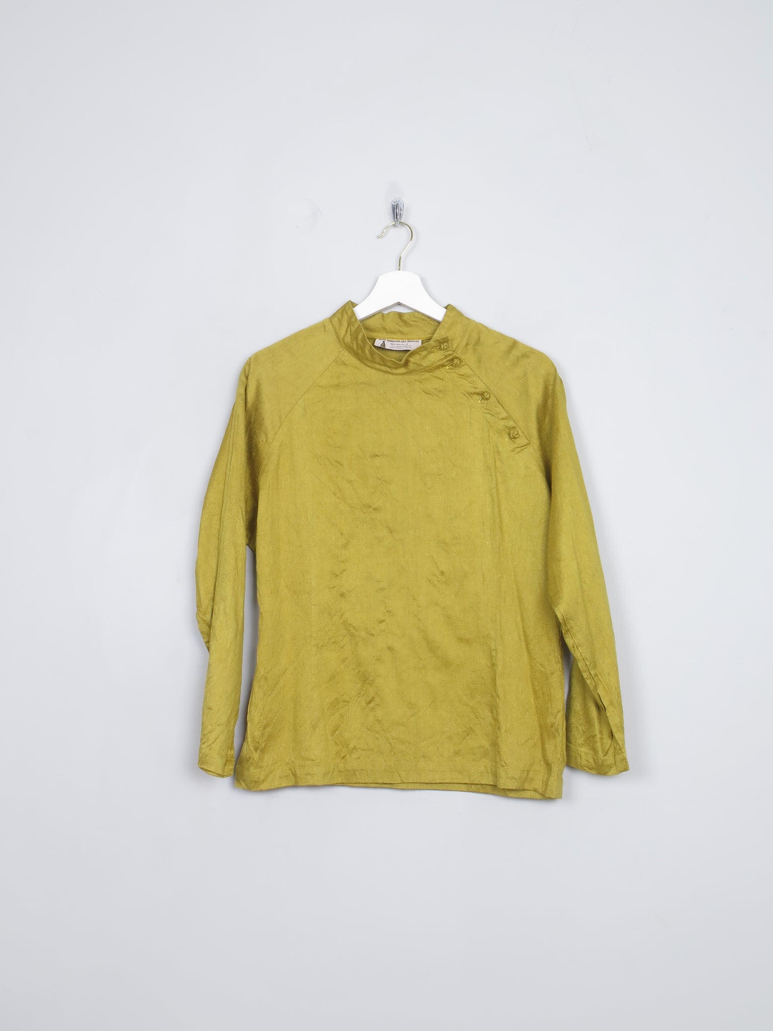 Vintage Oriental and  Mustard Green Silk Top M