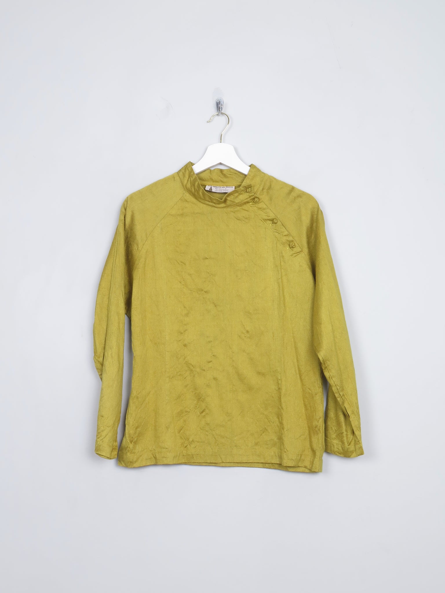 Vintage Oriental and  Mustard Green Silk Top M