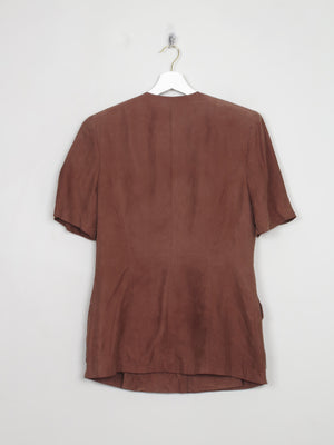 Women's Vintage Brown Silk Short Sleeved Jacket S