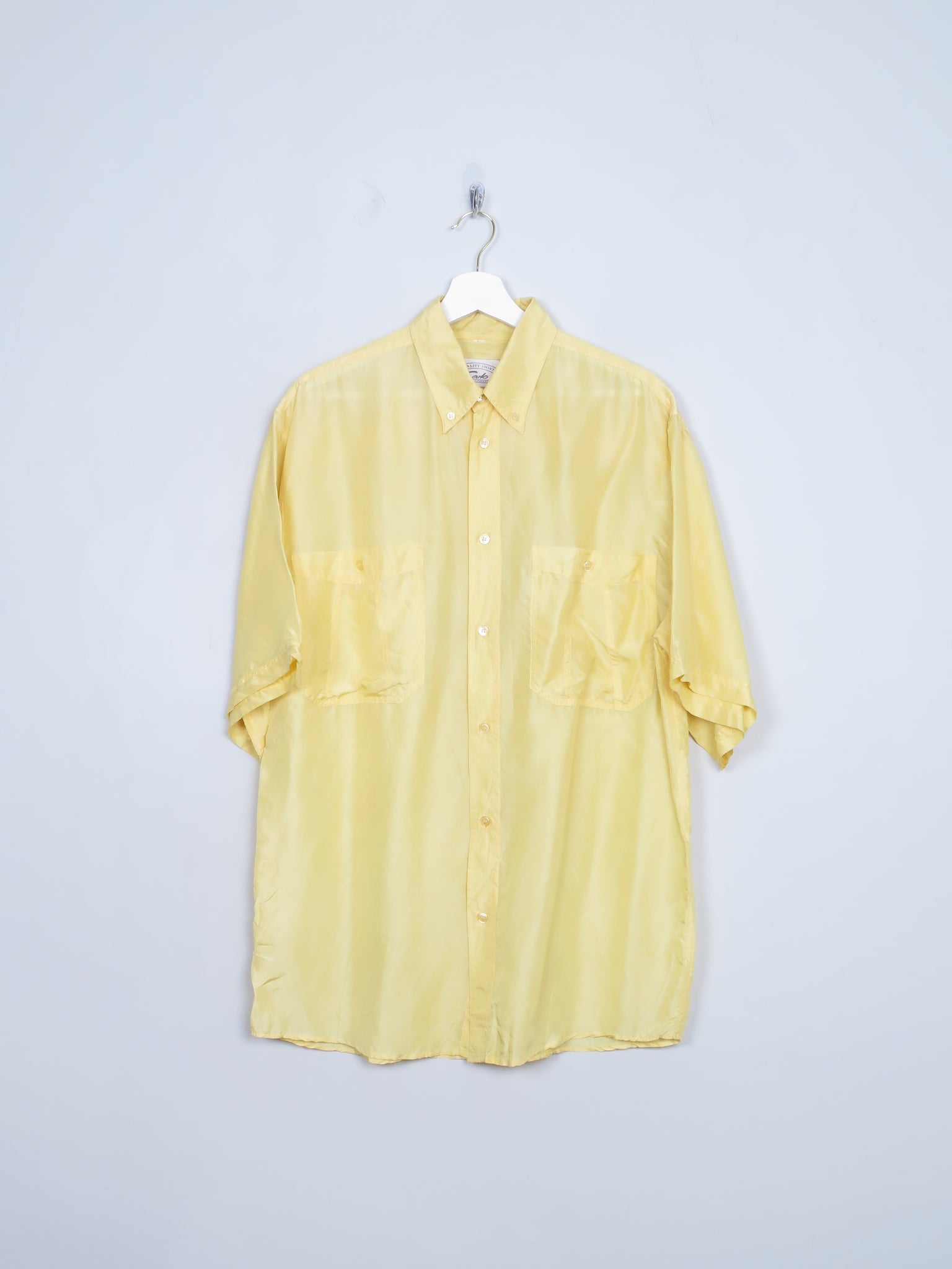 Men's Vintage Yellow Silk Shirt S/M