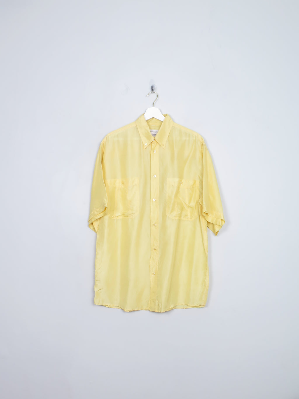 Men's Vintage Yellow Silk Shirt S/M