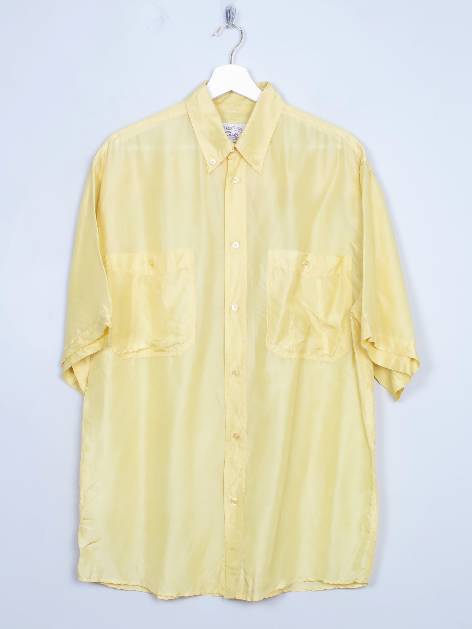 Men's Vintage Yellow Silk Shirt S/M