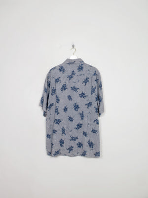 Men's Grey Printed Linen Shirt XL
