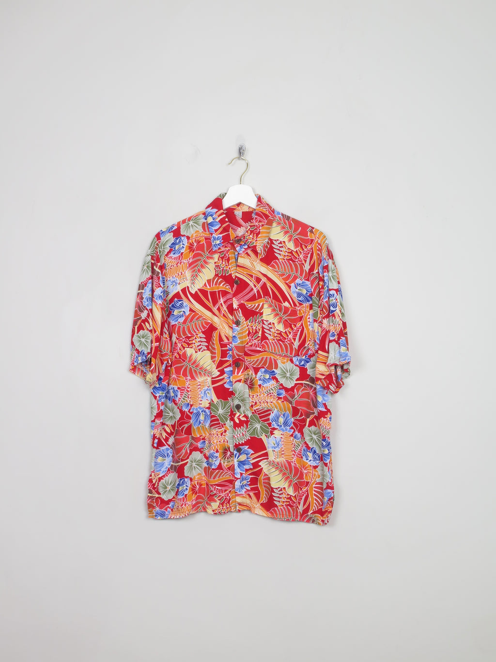 Men's Vintage Red Hawaiian Shirt M/L - The Harlequin