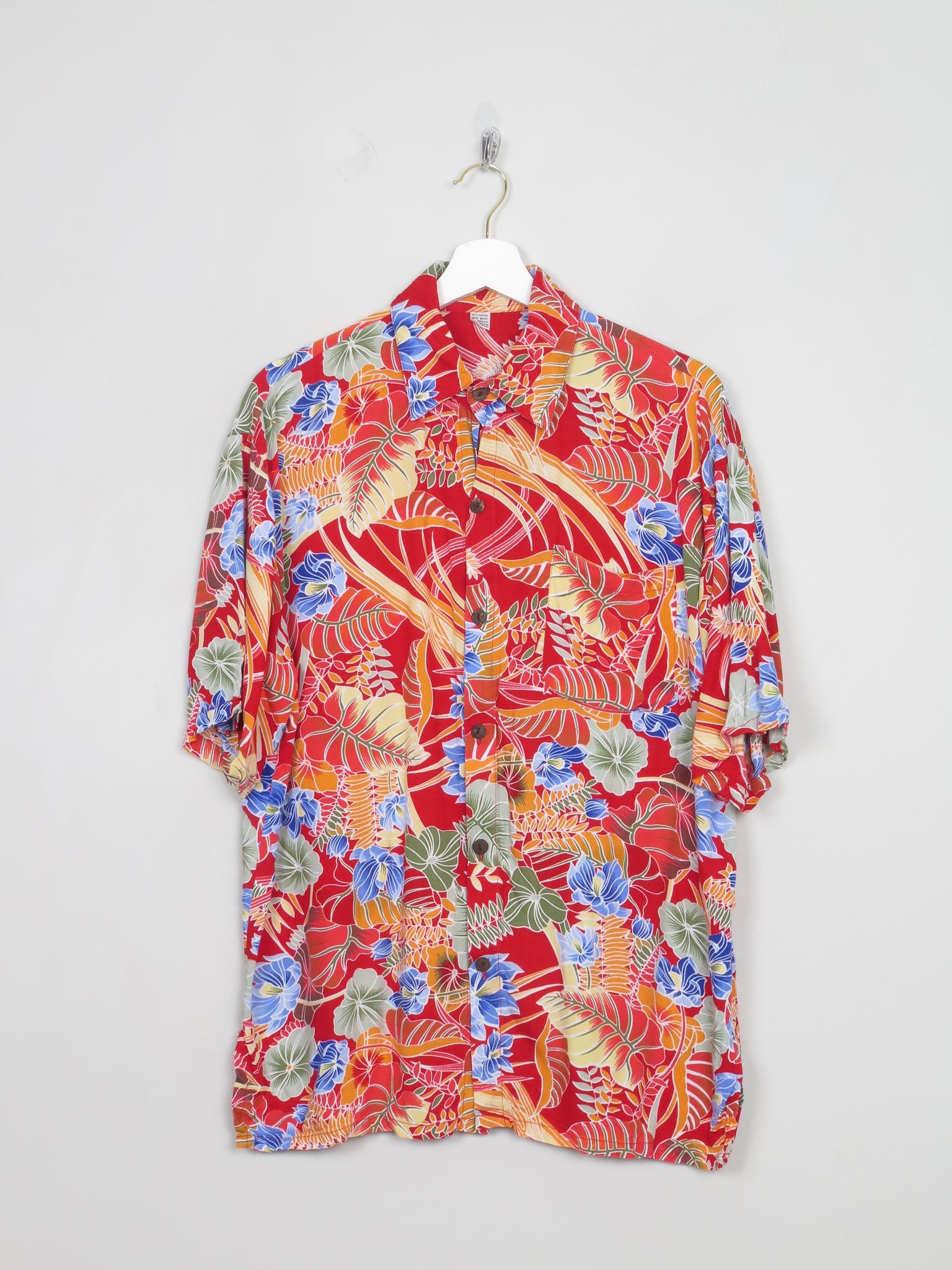 Men's Vintage Red Hawaiian Shirt M/L - The Harlequin