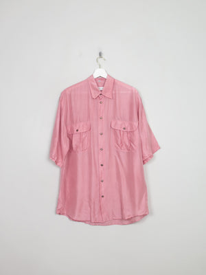 Men's Vintage Pink Silk Short Sleeved Shirt M