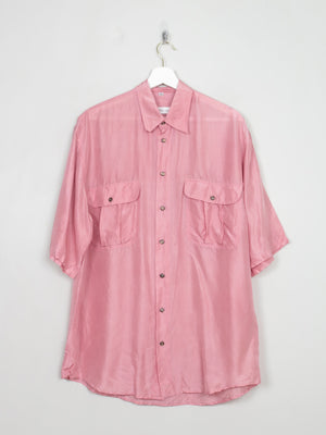 Men's Vintage Pink Silk Short Sleeved Shirt M