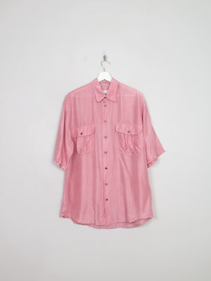 Men's Vintage Pink Silk Short Sleeved Shirt M