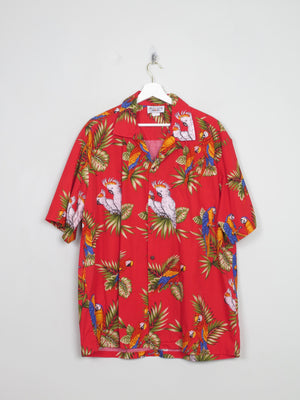Men's Vintage Parrot Print Hawaiian Shirt XL