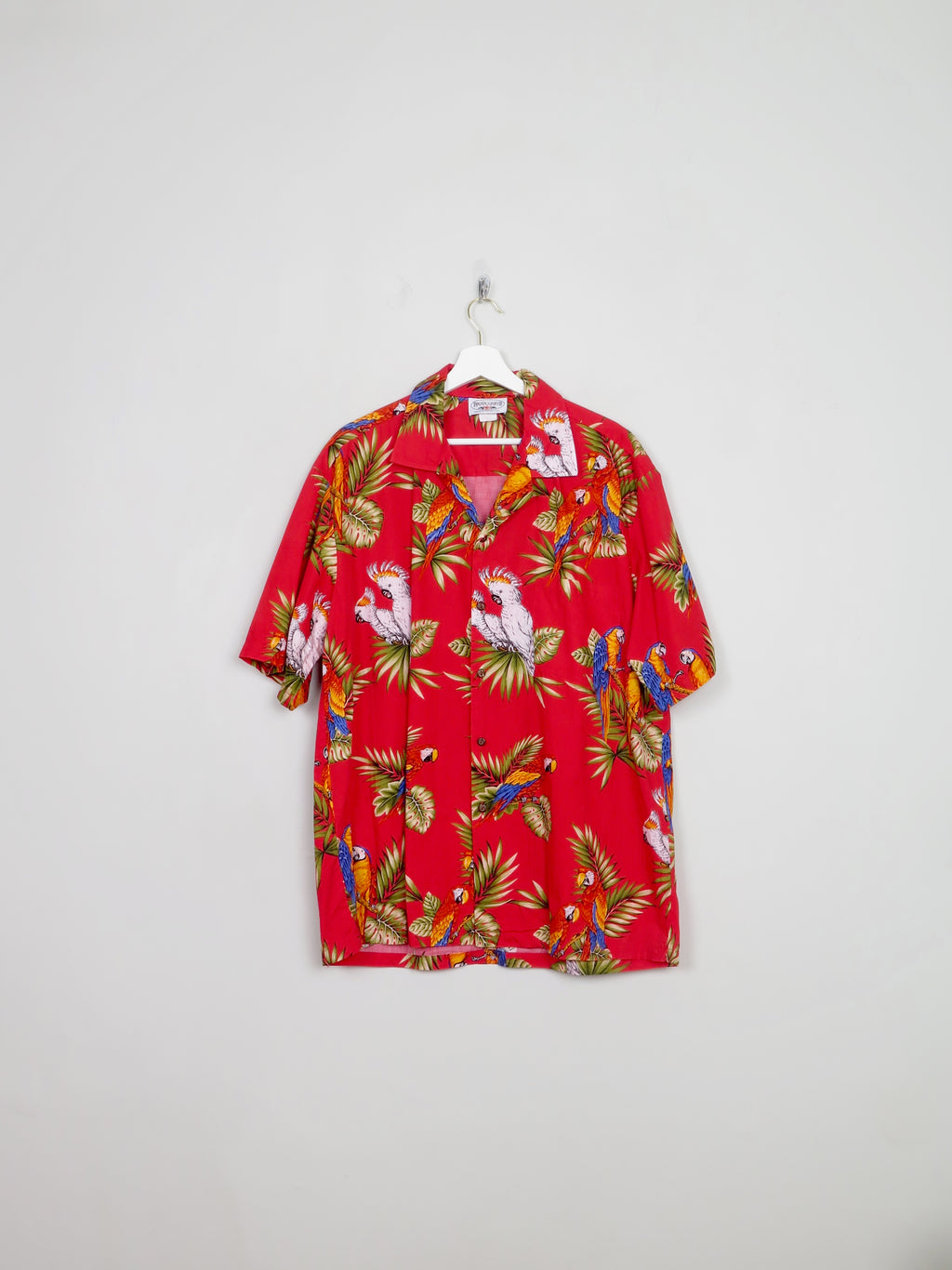 Men's Vintage Parrot Print Hawaiian Shirt XL