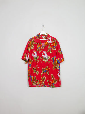 Men's Vintage Parrot Print Hawaiian Shirt XL