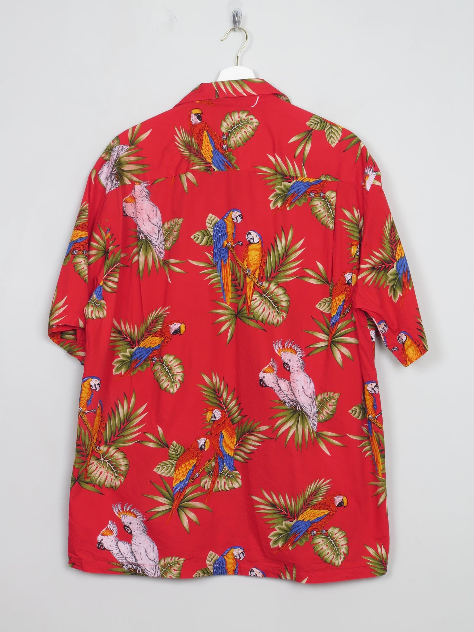 Men's Vintage Parrot Print Hawaiian Shirt XL
