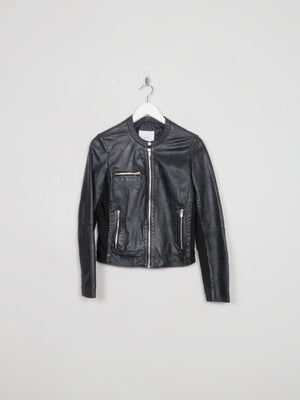 Women's Vintage  Mango Black Biker Leather Jacket S