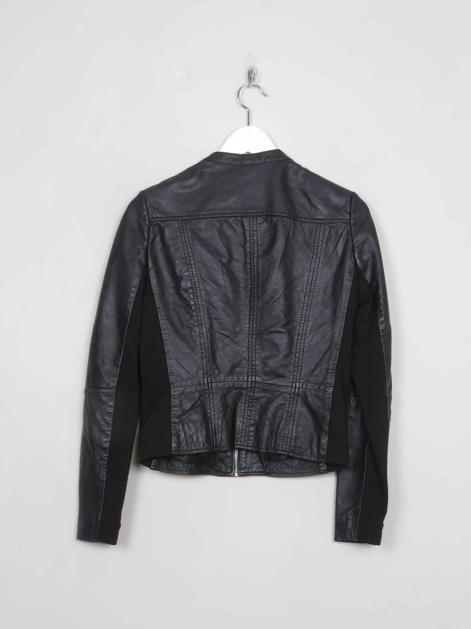 Women's Vintage  Mango Black Biker Leather Jacket S