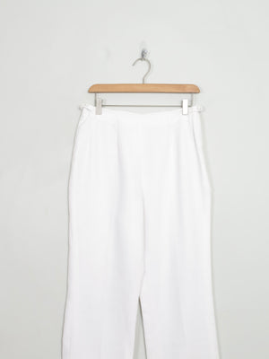 Women's Vintage Ice White Linen Daks Trousers 28" W S - The Harlequin