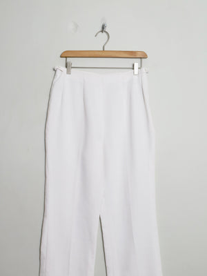 Women's Vintage Ice White Linen Daks Trousers 28" W S - The Harlequin