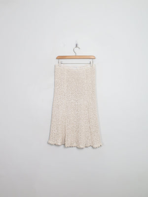 Vintage Beige Pallas Linen Hand Loomed Skirt S/M - The Harlequin