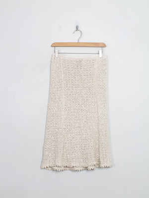 Vintage Beige Pallas Linen Hand Loomed Skirt S/M - The Harlequin