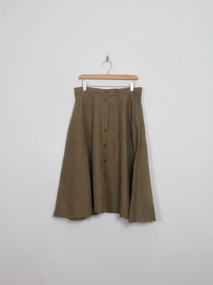 Vintage Style Green Ralph Lauren Linen Full Skirt 12 New