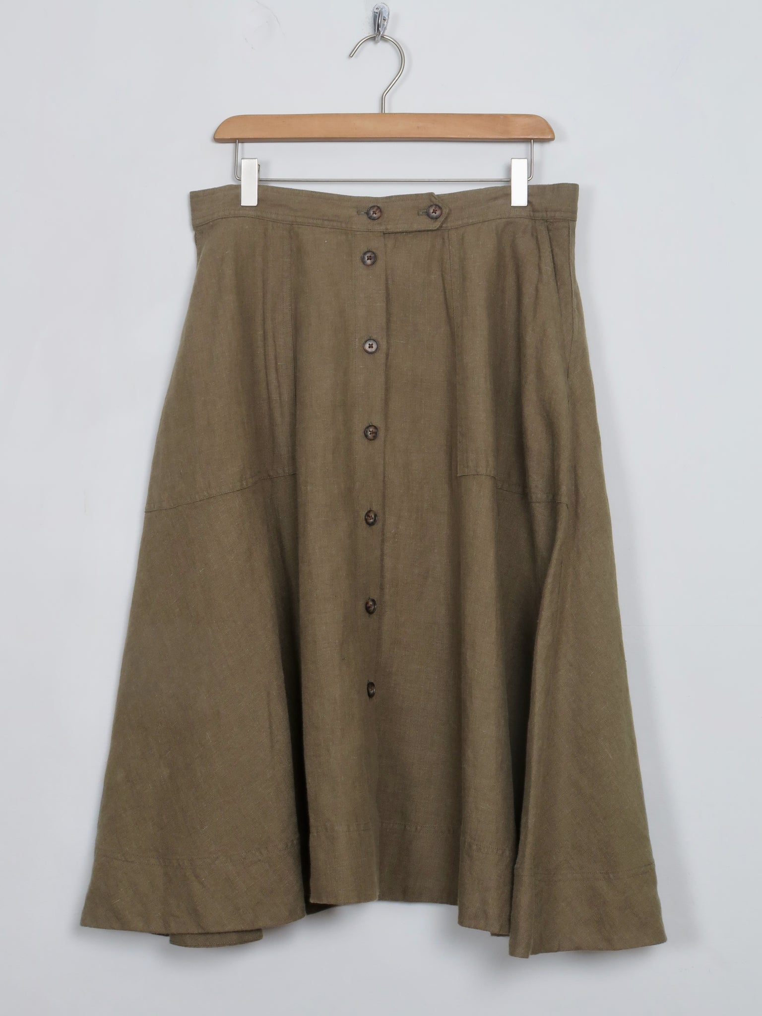 Vintage Style Green Ralph Lauren Linen Full Skirt 12 New