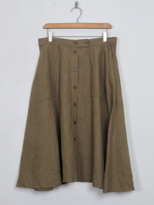 Vintage Style Green Ralph Lauren Linen Full Skirt 12 New