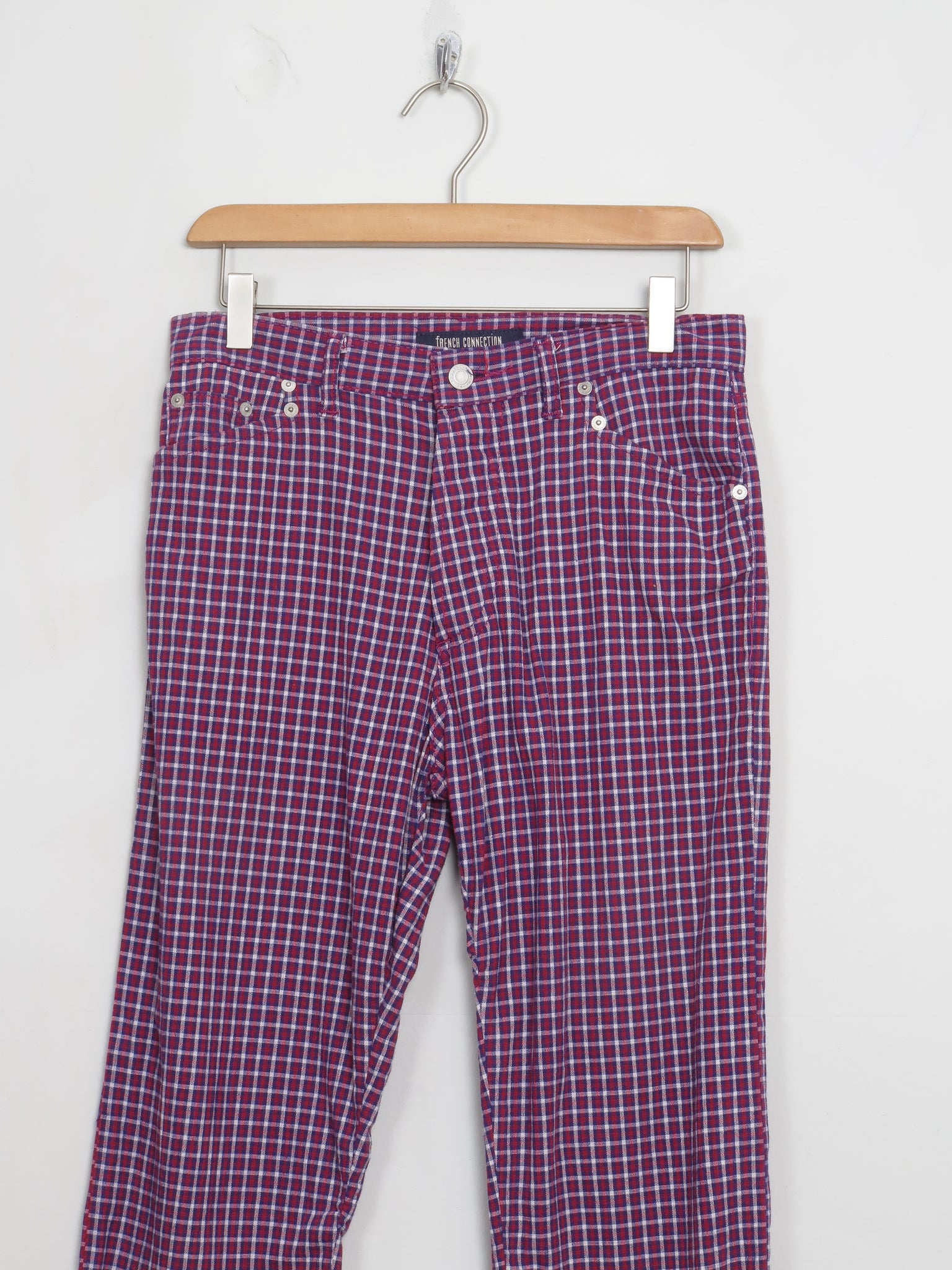 Women's Check Vintage French Connection Trousers 30" 10 approx