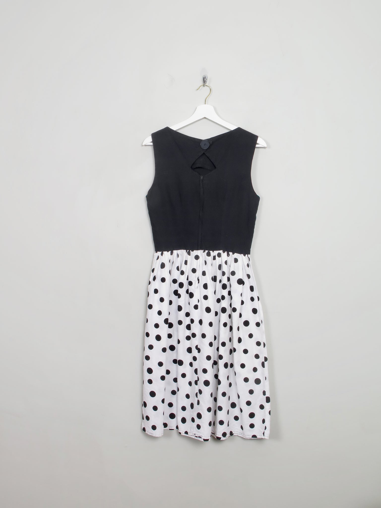 Vintage Polka Dot Sleeveless Dress S