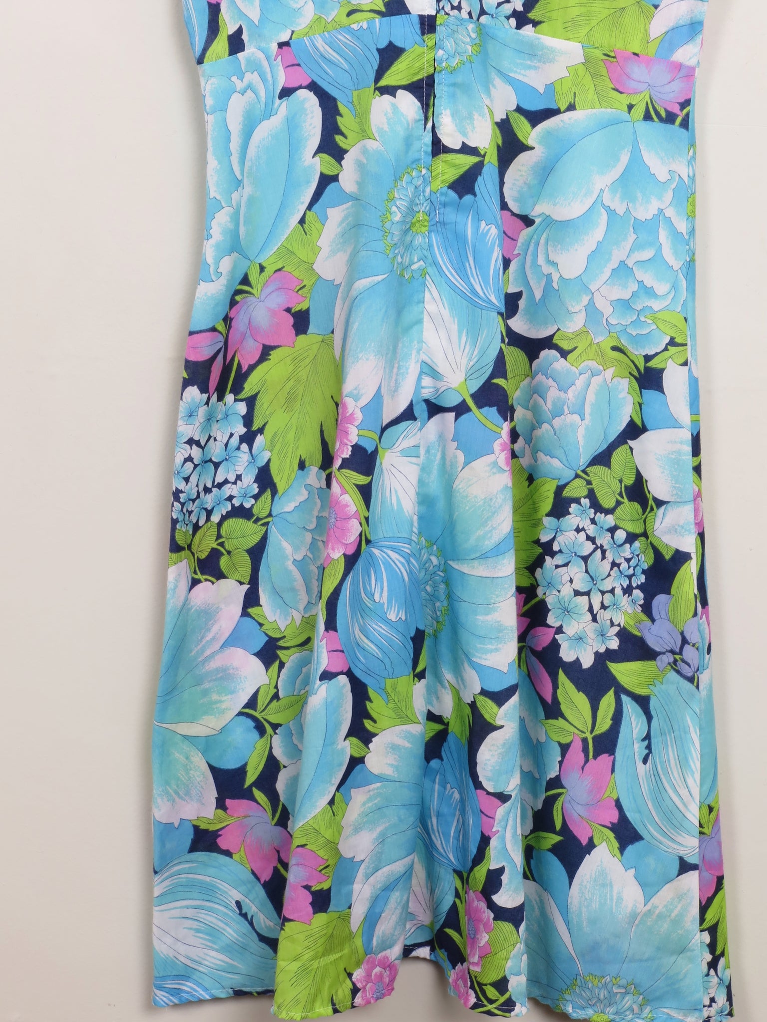 Vintage Blue Floral 70s Dress 10/12