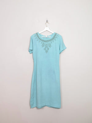 Vintage Blue Moygashel Linen 1960s Dress 14