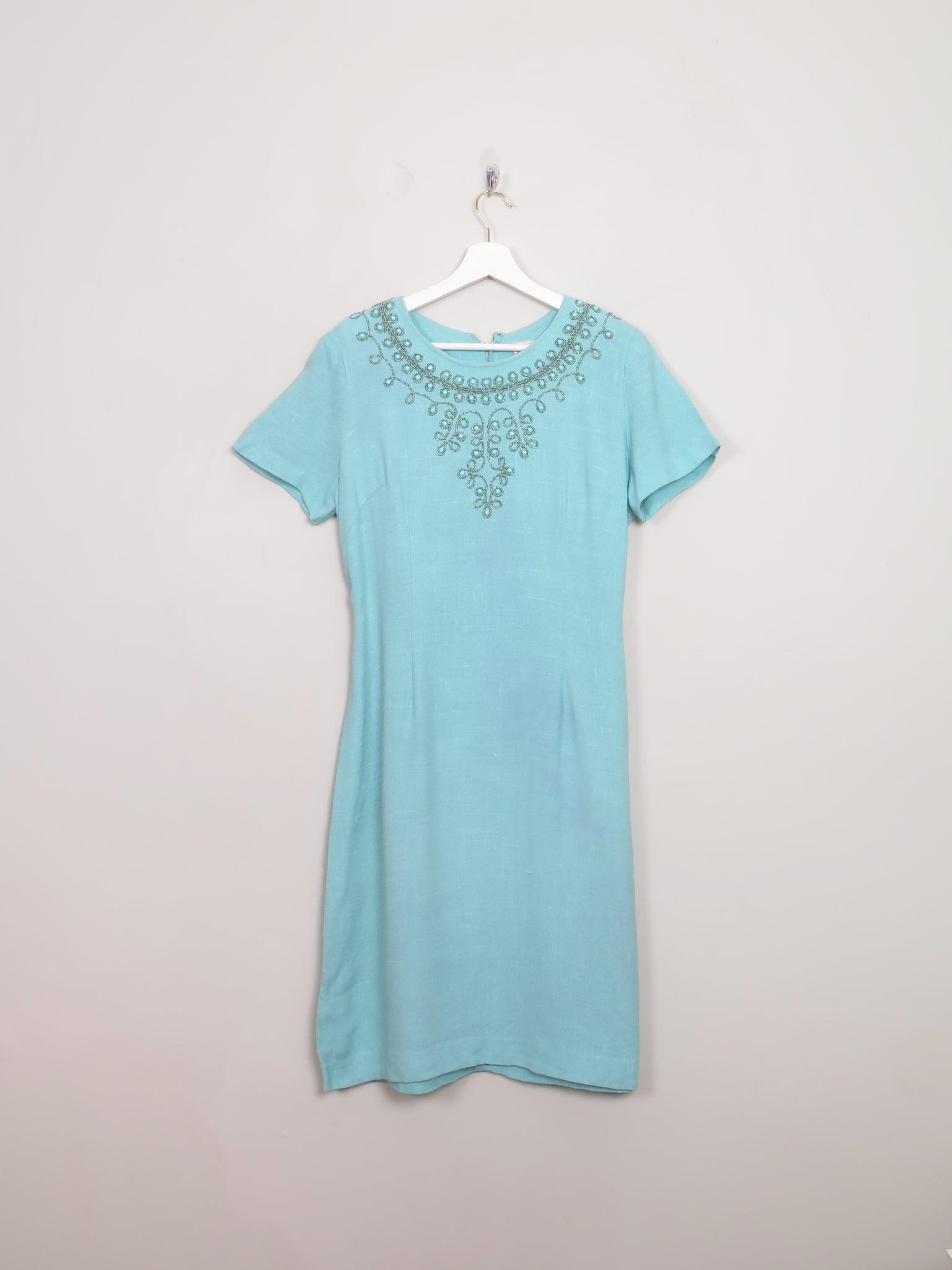 Vintage Blue Moygashel Linen 1960s Dress 14