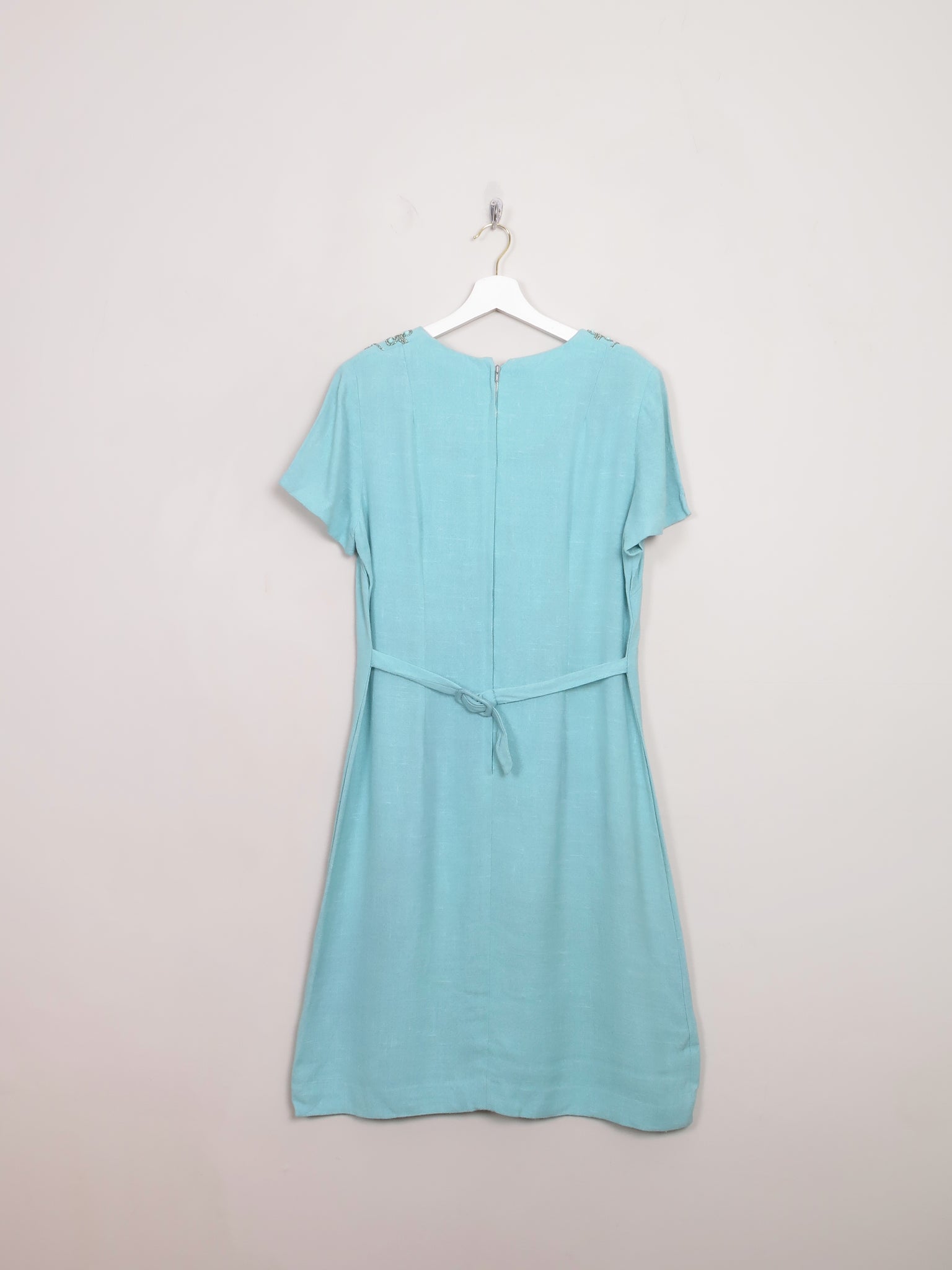 Vintage Blue Moygashel Linen 1960s Dress 14