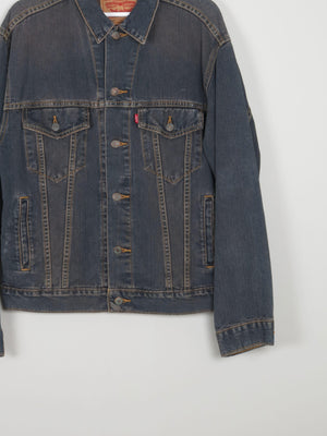 Men's Dark Blue Vintage Denim Jacket M - The Harlequin