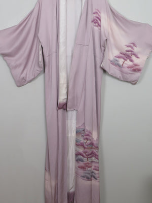 Vintage Silk Lilac Kimono S/M - The Harlequin