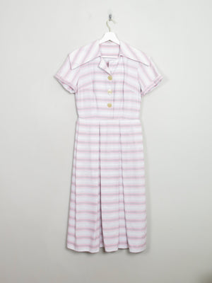Vintage 1950s White Patterned Day Dress XS/S