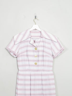 Vintage 1950s White Patterned Day Dress XS/S