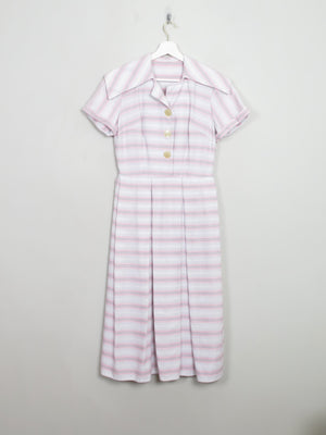 Vintage 1950s White Patterned Day Dress XS/S