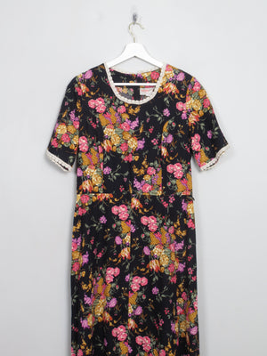 Vintage Black Floral Maxi Dress 12