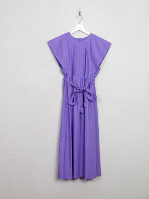Vintage Purple Pleated Midi Dress S