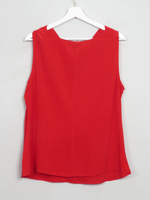 Vintage Red Silk Sleeveless Blouse L