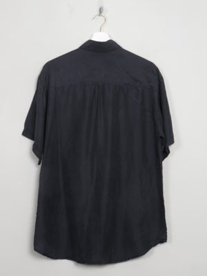 Men's Vintage Black Short Sleeved Silk Shirt S/M