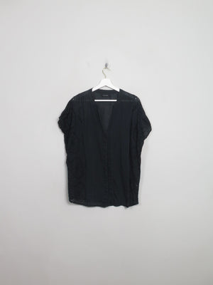 Women's Black Broderie Anglaise Blouse M/L