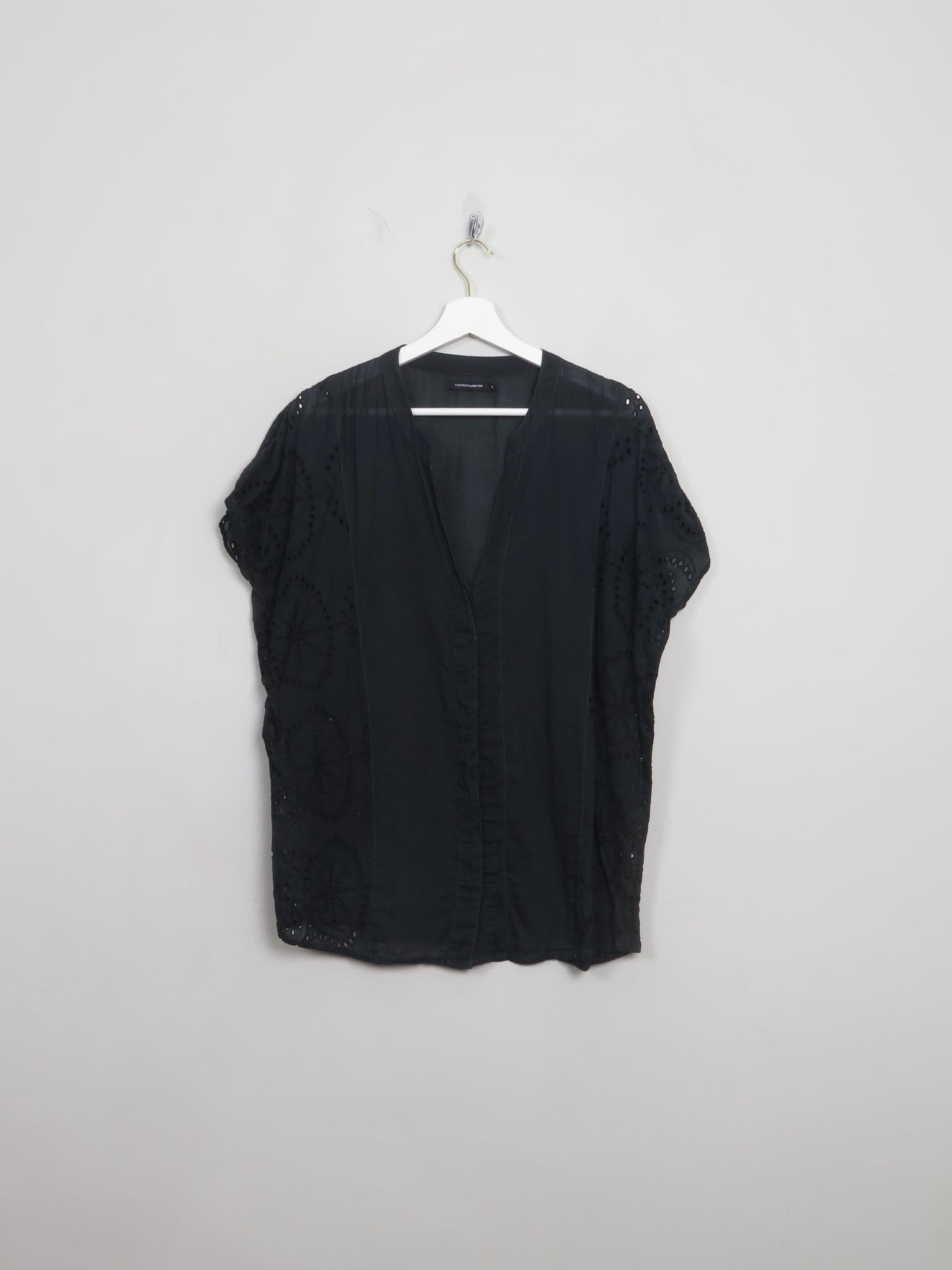 Women's Black Broderie Anglaise Blouse M/L