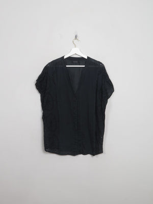 Women's Black Broderie Anglaise Blouse M/L